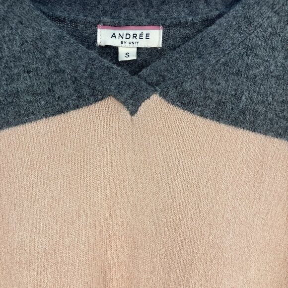Andree by Unit Sweater Women SZ S Gray Peach Black Colorblock Pullover Casual - Picture 2 of 9